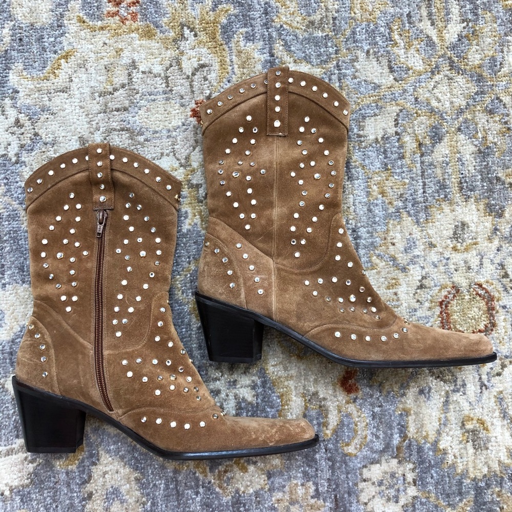 Stuart weitzman hey baby rhinestone cowboy boots 9